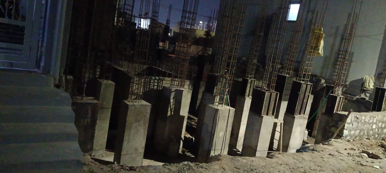 Pillars and column reinforcement at night